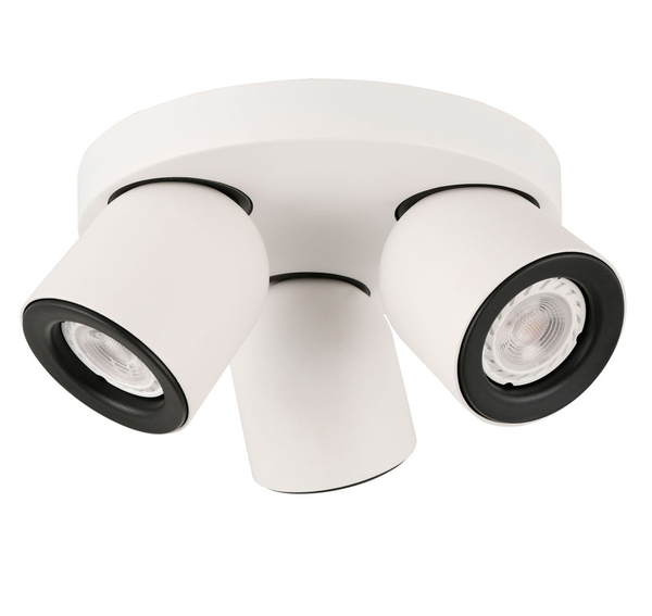 Sufitowa LAMPA plafon NUORA SPL-2855-3C-WH Italux okrągła OPRAWA metalowa regulowane reflektorki białe czarne