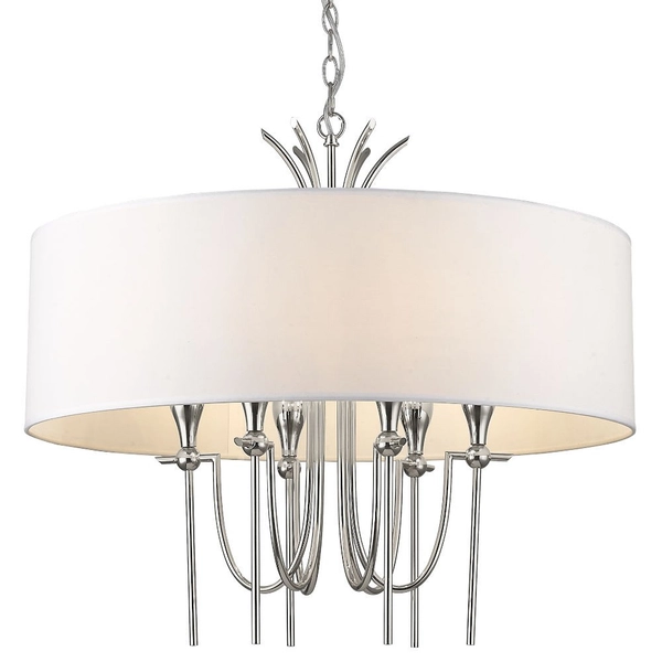 Abażurowa LAMPA wisząca LAS VEGAS P06698NI Cosmolight klasyczny zwis na łańcuchu biały