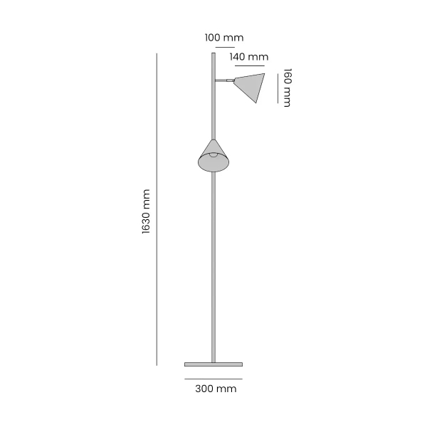 Stożkowa lampa podłogowa FORM 1108A16_2 do sypialni niebieska