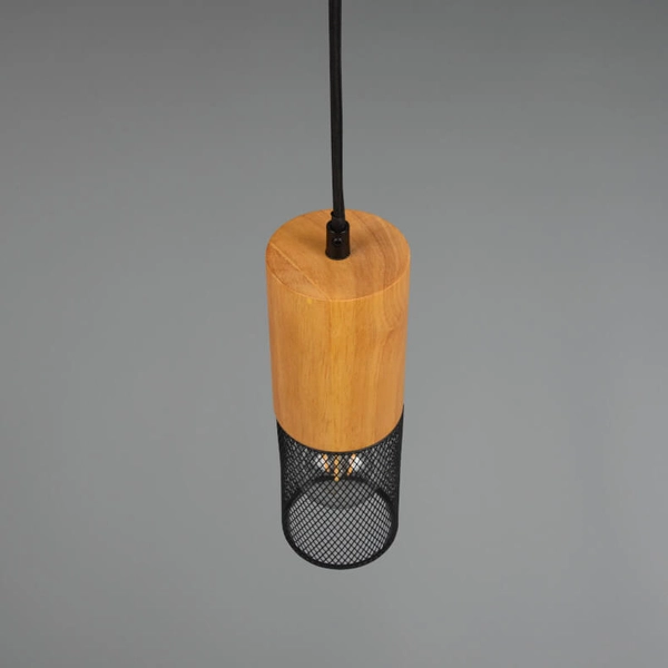 Lampa wisząca do szyny 2-fazowej Duoline 73430132 czarny drewniany