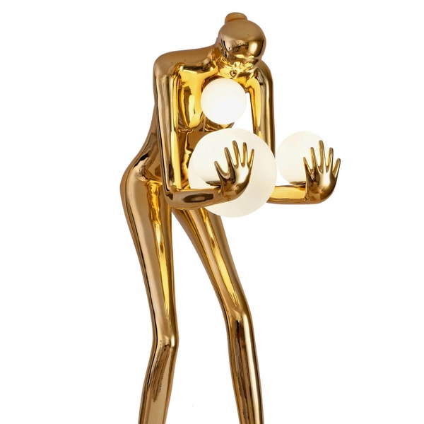Lampa podłogowa do salonu WOMAN DN433-F gold Step kule designerska złoty