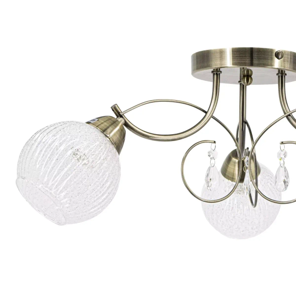Klasyczna lampa sufitowa 8964/3 21QG kryształki mosiądz