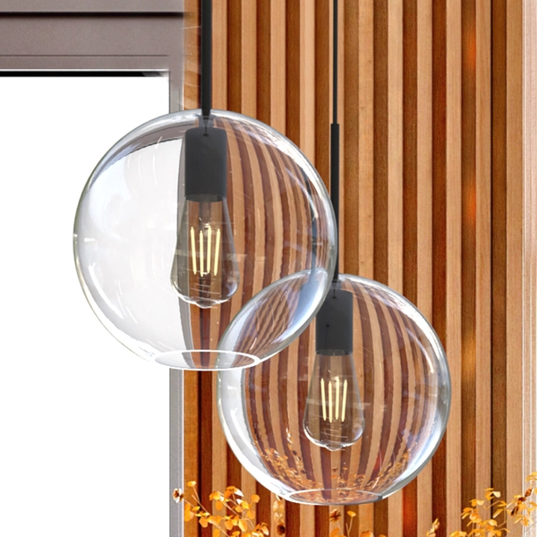 Szklana kaskada wisząca Sphere 7788 czarny zwis do jadalni nad stół