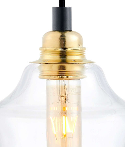 Wisząca LAMPA loftowa LONGIS 10872105 Kaspa skandynawska OPRAWA szklany zwis złoty przezroczysty czarny