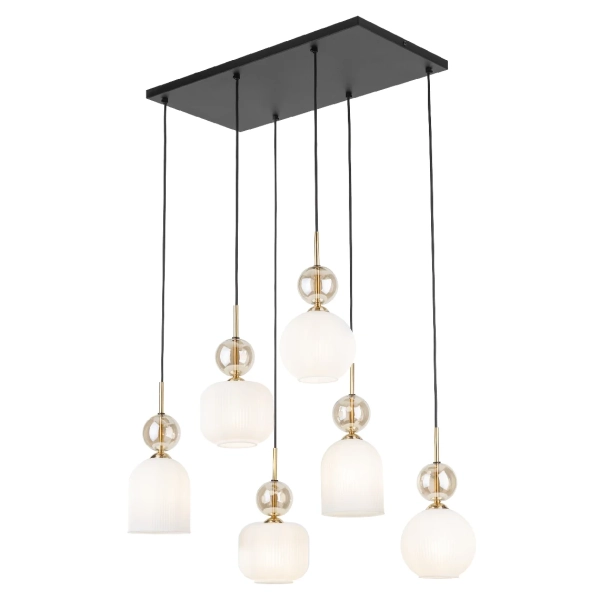 Nowoczesna wisząca lampa Sophia Cognac do salonu biały czarny