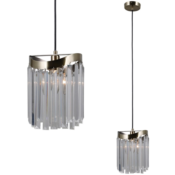 Wisząca LAMPA glamour SABRIGA PND-44544-1 Italux okrągła OPRAWA metalowy ZWIS loft kryształki crystals brąz antyczny
