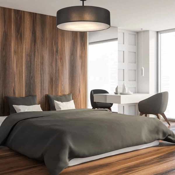 Okrągły plafon sypialniany Rondo 4245 TK Lighting tkaninowy czarny biały