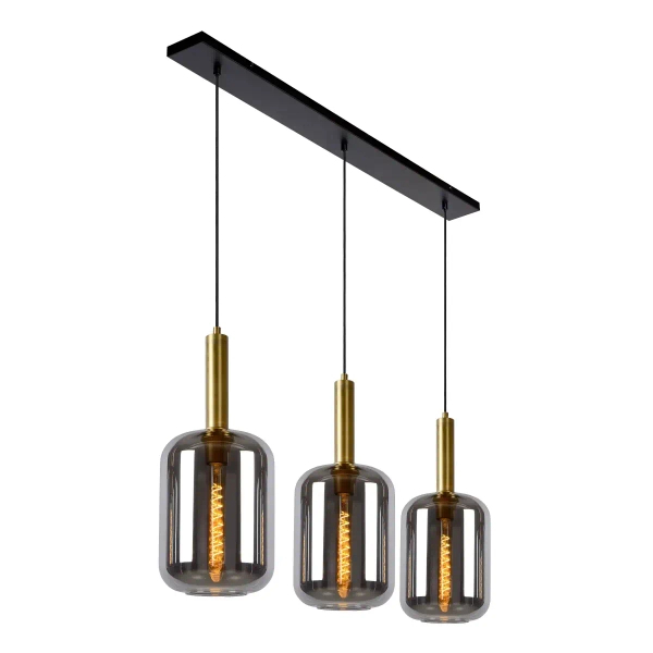 Potrójna lampa wisząca loft Joanet 45494/03/65 szklana czarna przydymiona