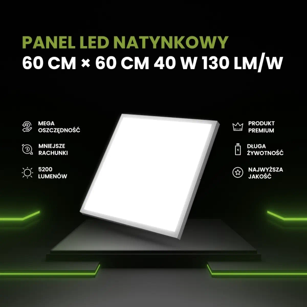 Lampa ledowa na sufit 950 LED 40W 4000K kwadratowy biały