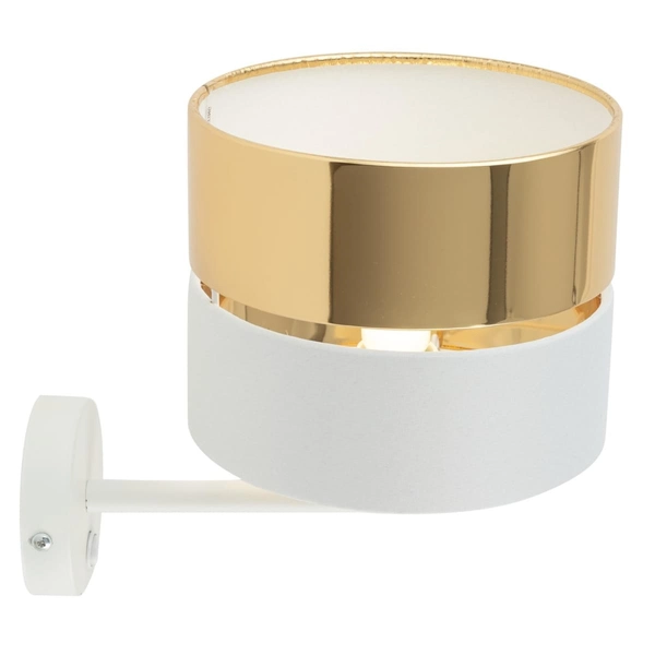 Okrągła kinkiet glamour Hilton 4770 TK Lighting tuba tkaninowy biały złoty