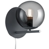 Modernistyczna LAMPA ścienna NYXIS  DL142202000 Trio loftowa OPRAWA szklana kula kinkiet grafitowy przydymiony