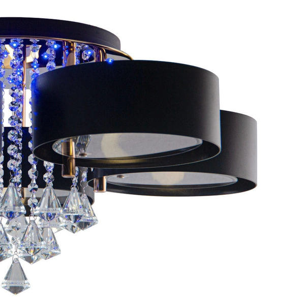 Glamour LAMPA sufitowa DRS8006/5 LED 300W TR BL Elem 5-punktowa OPRAWA z pilotem kryształki złote czarne