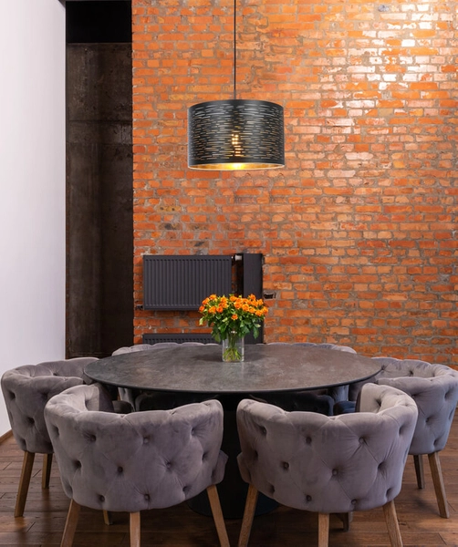 Lampa wisząca Tunno 15342 okrągła nad stół czarna złota