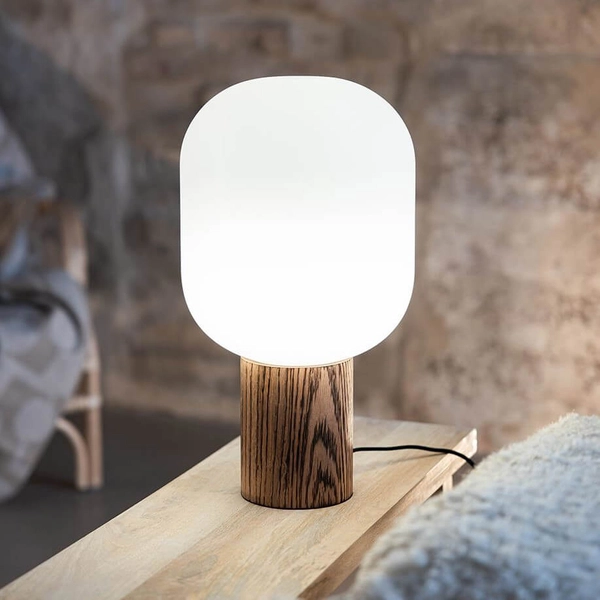 Stołowa lampka do salonu Skene 108663 Markslojd szkło biały drewniany