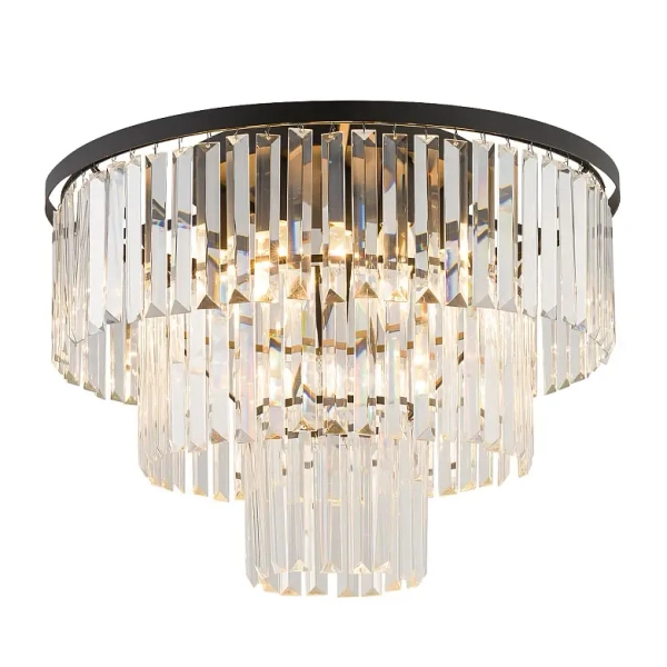 Kryształowa lampa sufitowa CRISTAL 7627 do salonu czarna przezroczysta