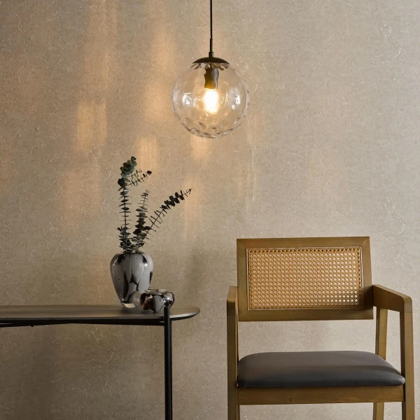 Kulista lampa wisząca Ripple SP72-RIP8808 szklana kula czarny przezroczysty