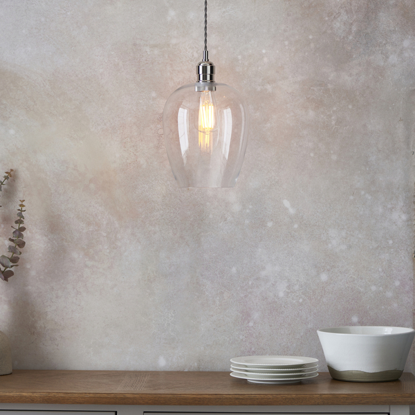 Wisząca lampa nad wyspę kuchenną L&-1100657 Light& szklana nikiel