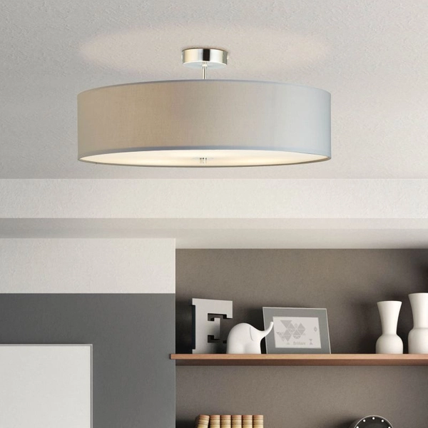 Abażurowa lampa sufitowa Andria 93522/22 okrągła szara chrom OUTLET