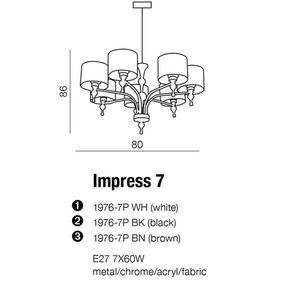 Abażurowa lampa wisząca Impress do pokoju brązowa chrom