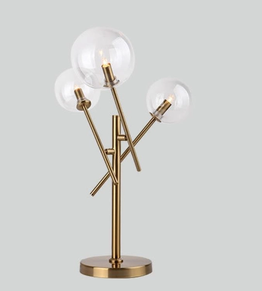 Lampa stołowa LOLLIPOP T0035 pręty szklane kule balls mosiądz przezroczyste