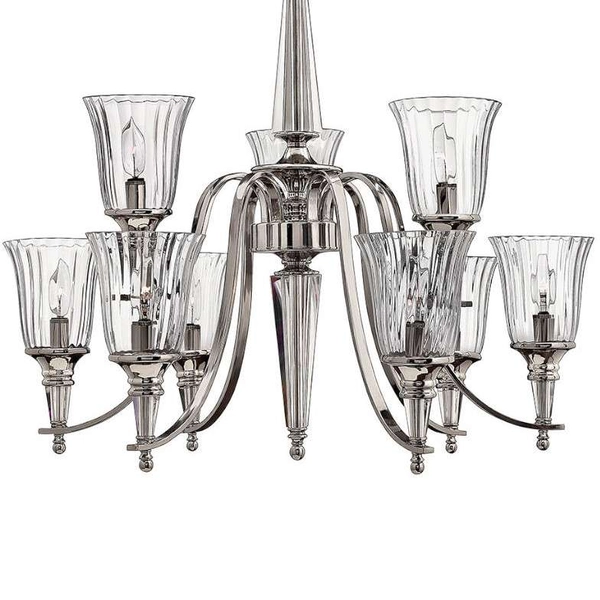 LAMPA wisząca Chandon HK-CHANDON9 Elstead HINKLEY szklana OPRAWA pałacowy ZWIS na łańcuchu srebrny