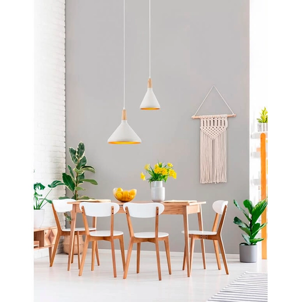 Metalowa lampa wisząca nad stół Murcia LE42108 biała drewno