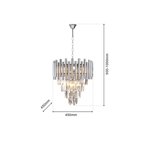Wisząca LAMPA glamour MADISON ML5991 Milagro metalowa OPRAWA okrągły ZWIS na łańcuchu chrom