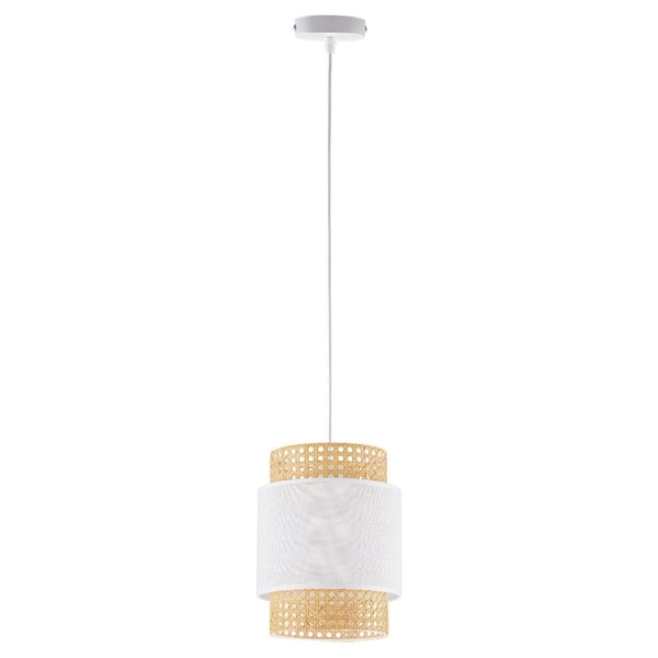 Ekologiczna lampa wisząca ratanowa Boho 6528 TK Lighting biała słomkowa