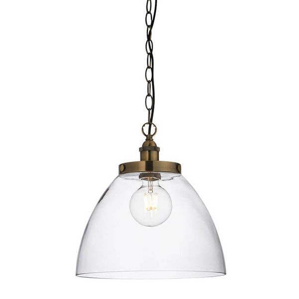 Wisząca lampa nad stół Hansen Grand 102926 szklana mosiądz przezroczysta