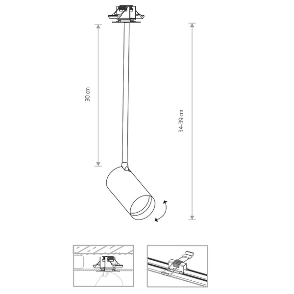 Podstropowa lampa ruchoma Mono 7738 minimalistyczny reflektor czarny