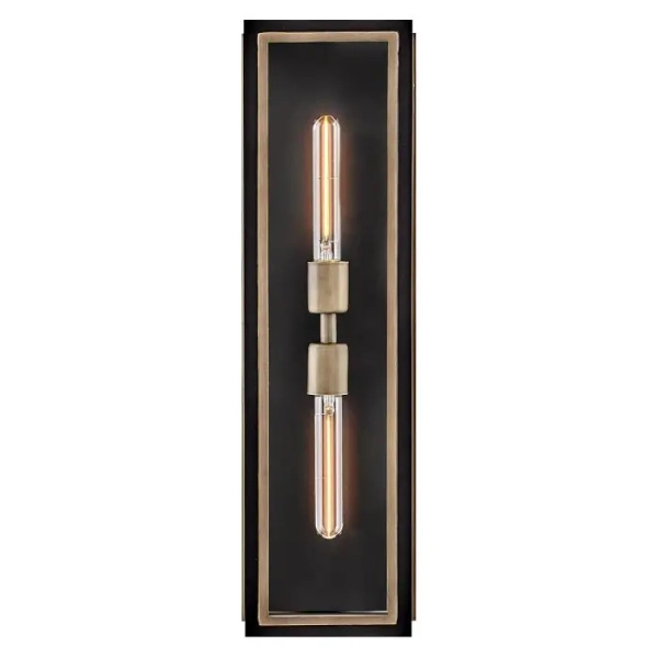 Ogrodowa lampa ścienna Shaw QN-SHAW-2M-BK prostokąt IP44 czarny brąz