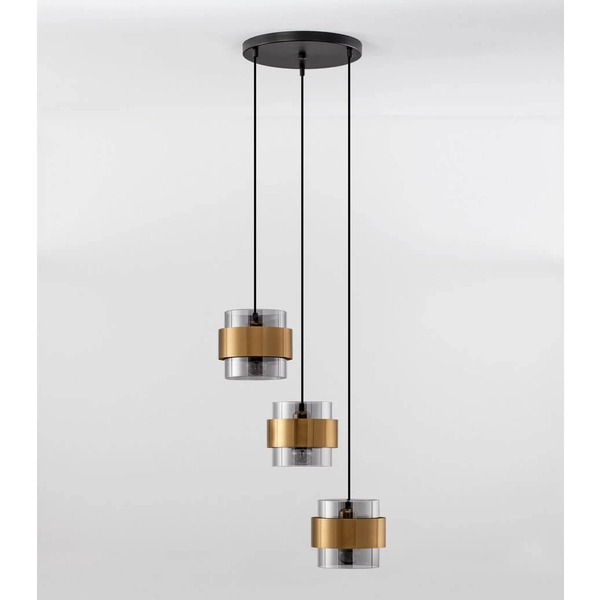 Potrójna wisząca lampa nad stół Vieja LE42624 czarna złota