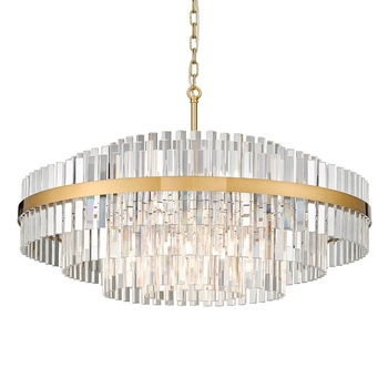 Lampa wisząca Constantinople P0567-16A-2GAC kryształy szczotkowany mosiądz