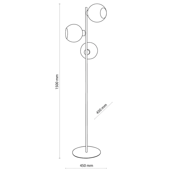 Potrójna lampa podłogowa kule Cubus 5239 TK Lighting szklana przydymiona