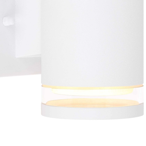 Kinkiet LAMPA zewnętrzna ALCALA 32063-2W Globo elewacyjna OPRAWA metalowa tuba ścienna outdoor IP44 biała przezroczysta