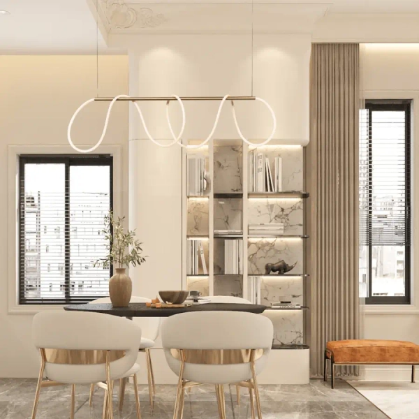 Designerska wisząca lampa 19254 LED 28W 3000K wężyk biały złoty