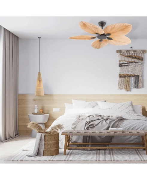 Designerski wentylator sufitowy 19139 liść palmowy brązowa pomarańczowy