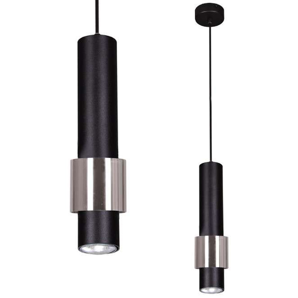 LAMPA okrągła Nikos K-4713 Kaja wisząca OPRAWA metalowe tuba ZWIS sopel czarny chrom