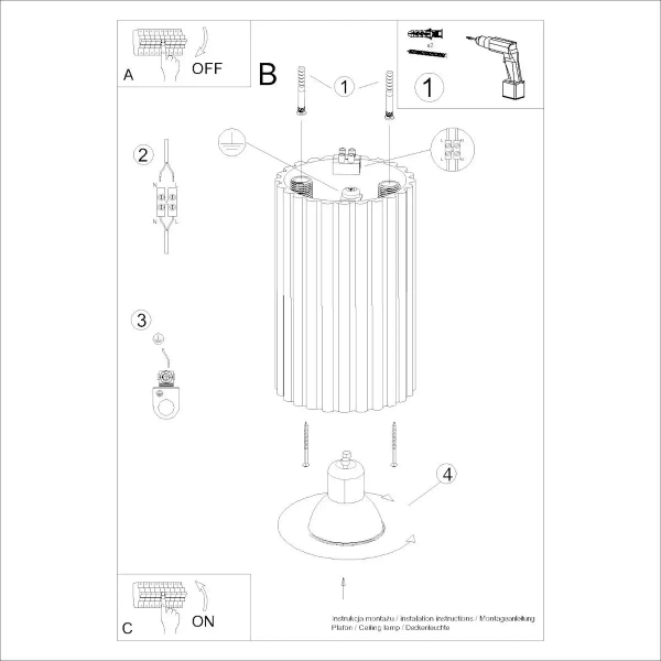 Downlight lampa sufitowa KARBON SL.1606 tuba ryflowana oliwkowa