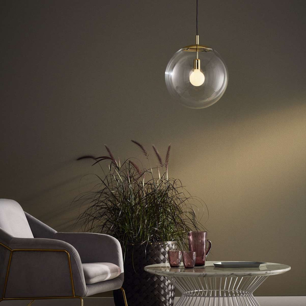 Wisząca LAMPA hygge ALUR S 10737109 Kaspa szklana OPRAWA kulisty ZWIS skandynawski kula ball złota przezroczysta
