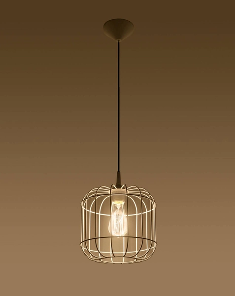 Industrialna LAMPA wisząca SL.0295 druciana OPRAWA zwis drut metalowy klatka biała
