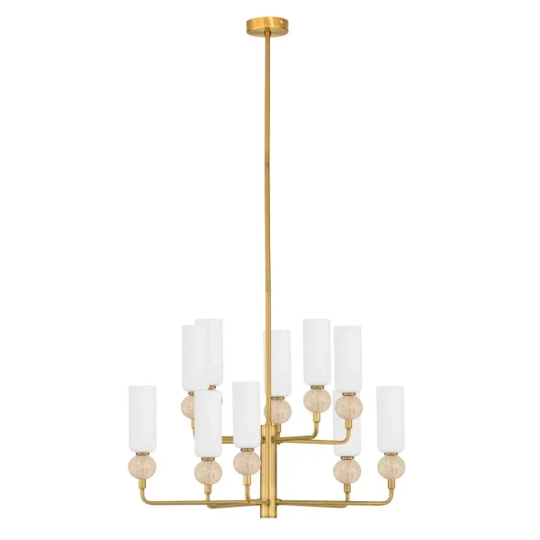 Metalowy żyrandol glamour CORVIZO LE45277 do salonu złoty biały