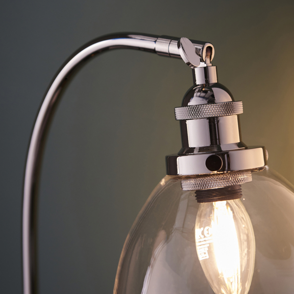 Vintage lampa stołowa L&-197590 Light& ze szklanym kloszem nikiel