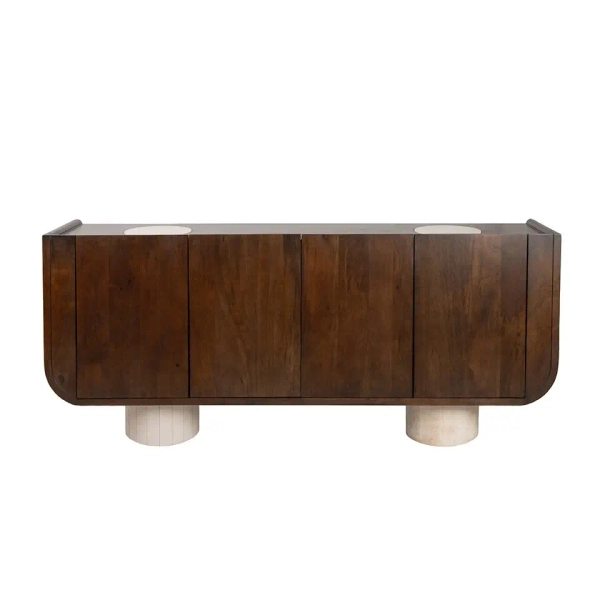 Szafka niska PAGODA MM001501100408 brązowa drewniana dekor marmuru 180cm