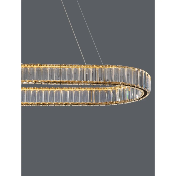 Owalna lampa wisząca Bauta crystal LED 48W 3500K glamour złota