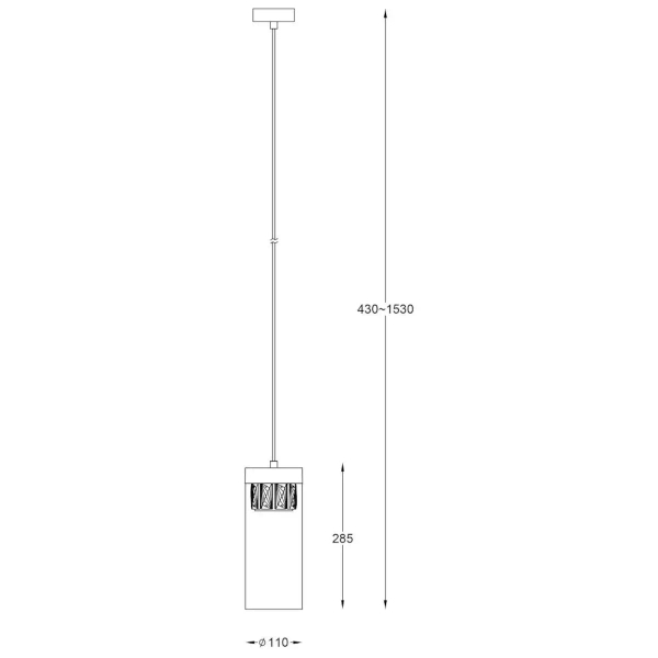 Wisząca lampa tubki GEM P0389-01D-P7AC szklana czarny przezroczysty