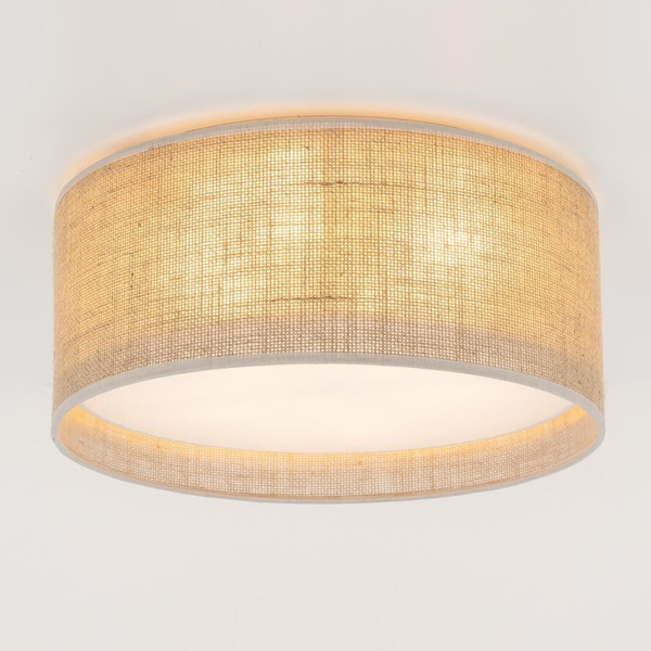 Okrągły plafon jutowy klosz Juta 5798 TK Lighting do salonu brązowy biały