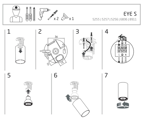 LAMPA sufitowa EYE S 5255 Nowodvorski metalowa OPRAWA downlight tuba biała
