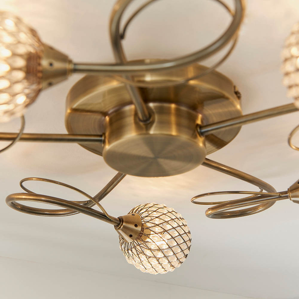 Szklana lampa sufitowa Aherne 73757 koraliki mosiądz przezroczysty