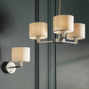 Lampa wisząca abażurowa Daley 60256 Endon nikiel biała srebrna